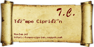 Tömpe Ciprián névjegykártya